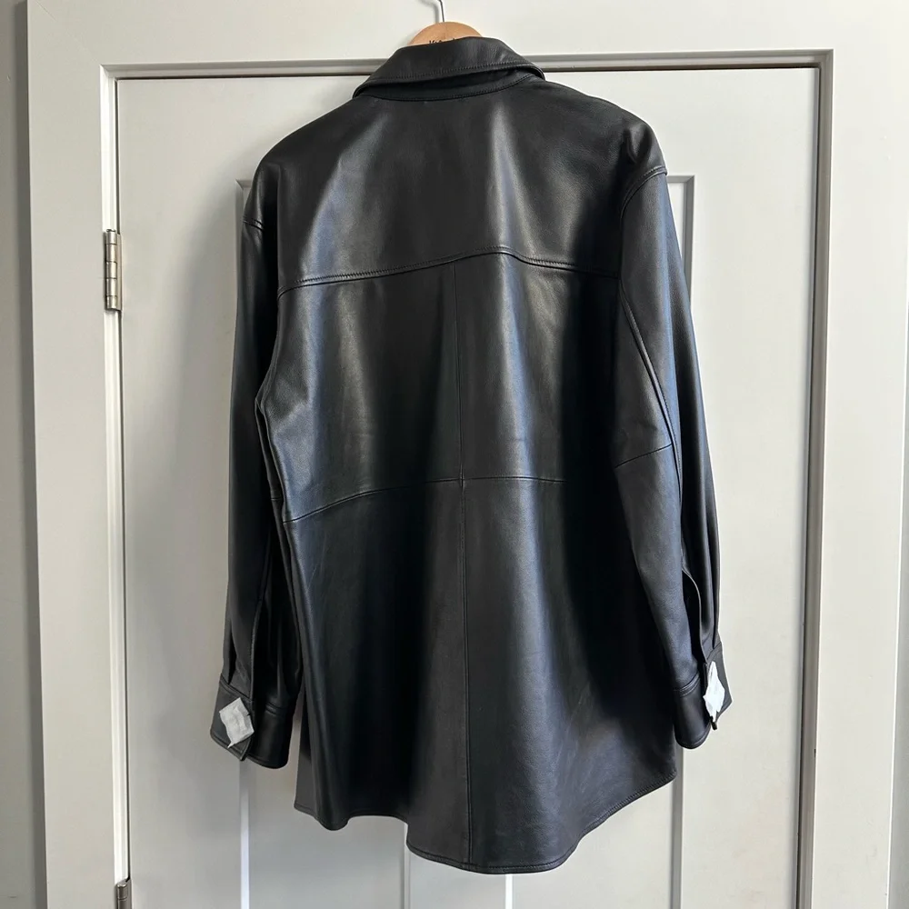 NWT Quince 100% Leather Shirt Jacket - Picture 2 of 14